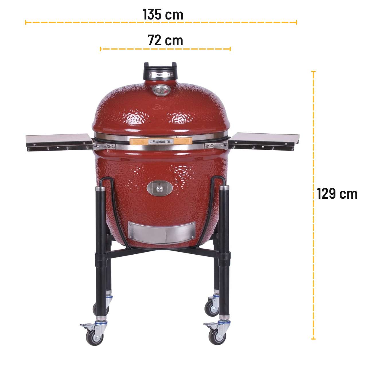 Monolith Kamado Grill LeChef Pro-Serie 2.0 – RED mit Gestell, 55 cm Edelstahlrost, Glasfaserdichtung, Smart Grid System