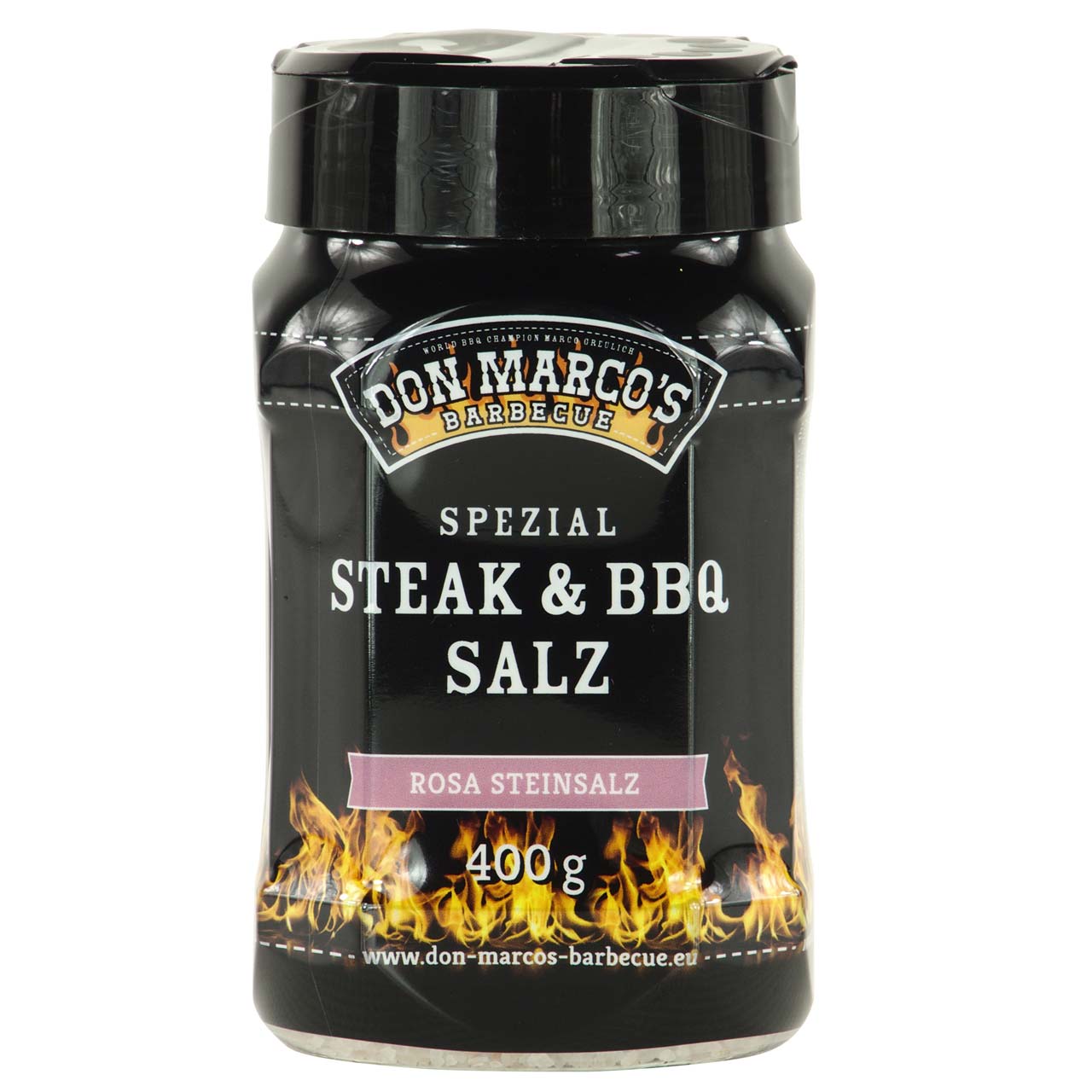 Don Marco's Spezial Steak & BBQ Salz "Rosa Steinsalz" 400 g Streuer
