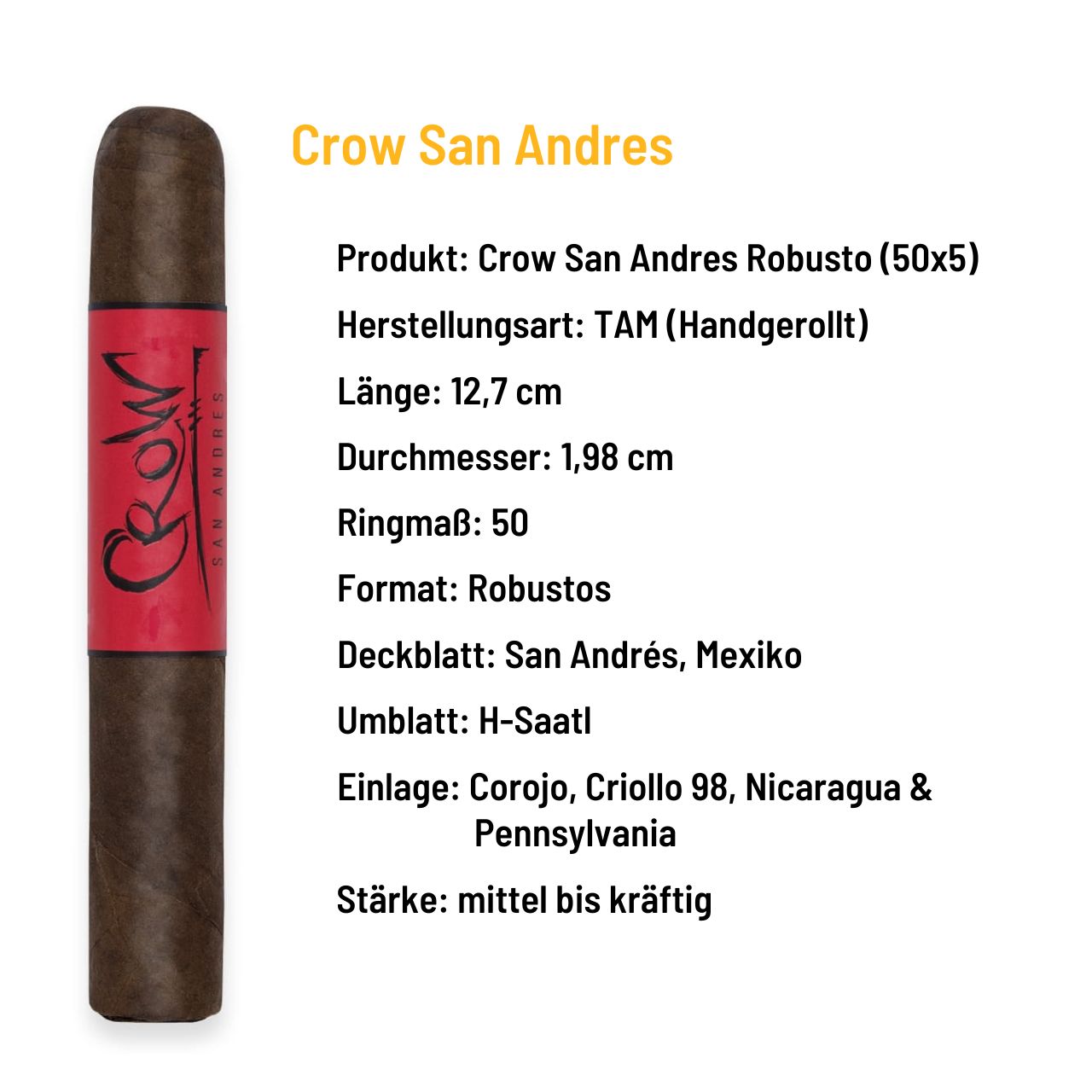 Blackbird Cigars - Crow San Andres Robusto - Dominikanische Republik