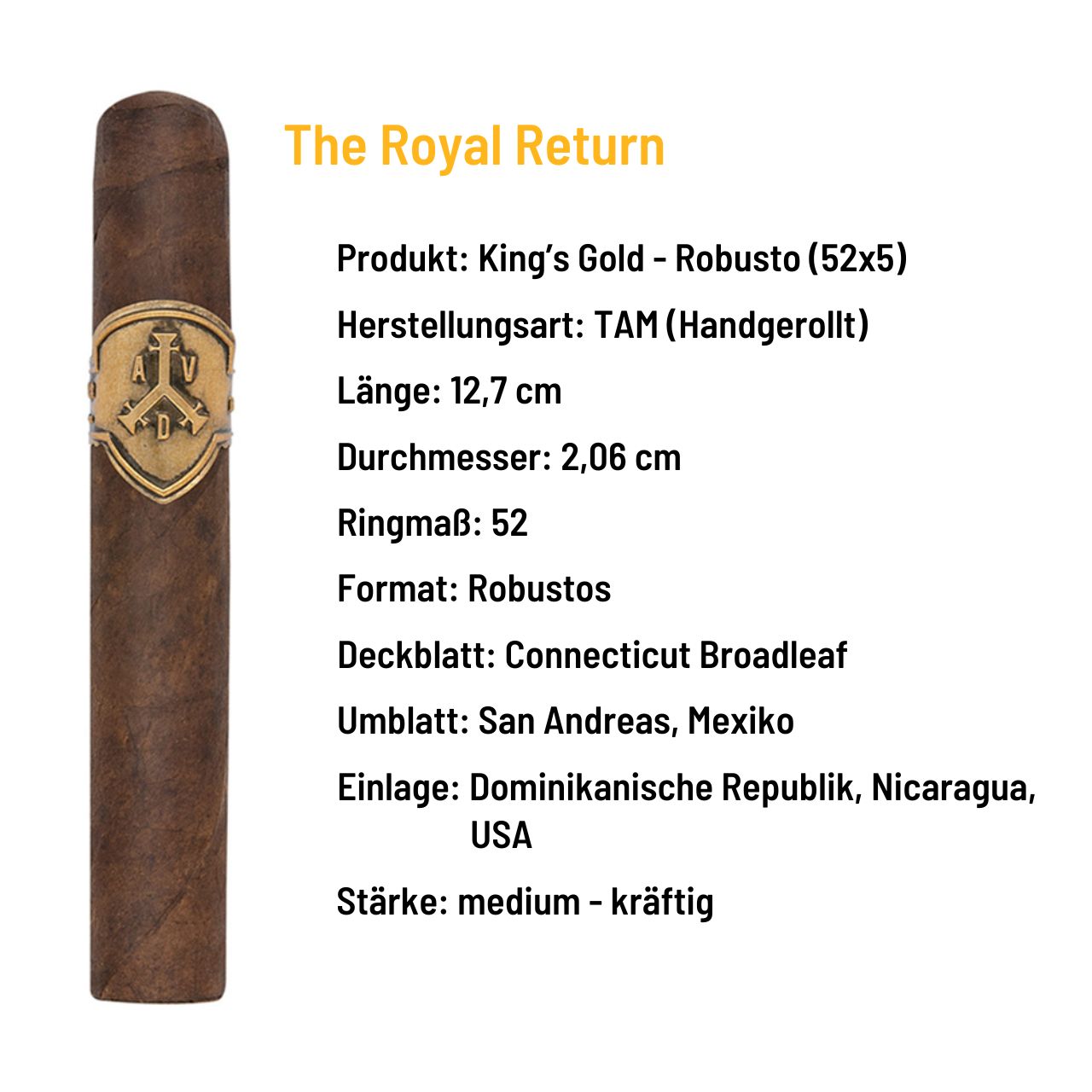 ADV & McKay - The Royal Return King's Gold Robusto - Dominikanische Republik