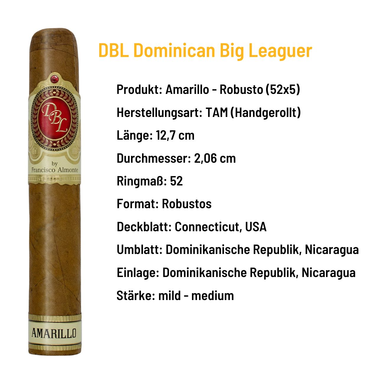 DBL Dominican Big Leaguer - Amarillo Robusto - Dominikanische Republik