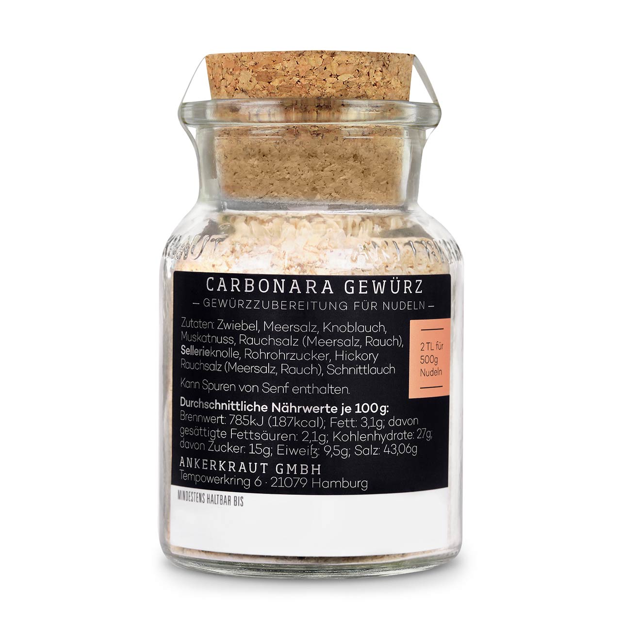 Ankerkraut Carbonara Gewürz, 90 g Korkenglas